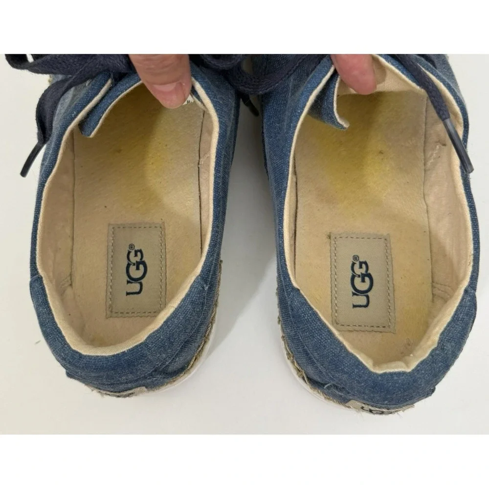 Ugg Eyan II Blue Espadrille Canvas Lace-Up Sneakers Shoes Womens Size 9 Preppy